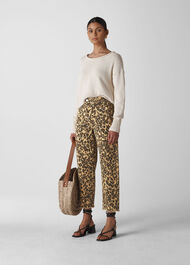 Leopard High Waist Barrel Leg Leopard Print