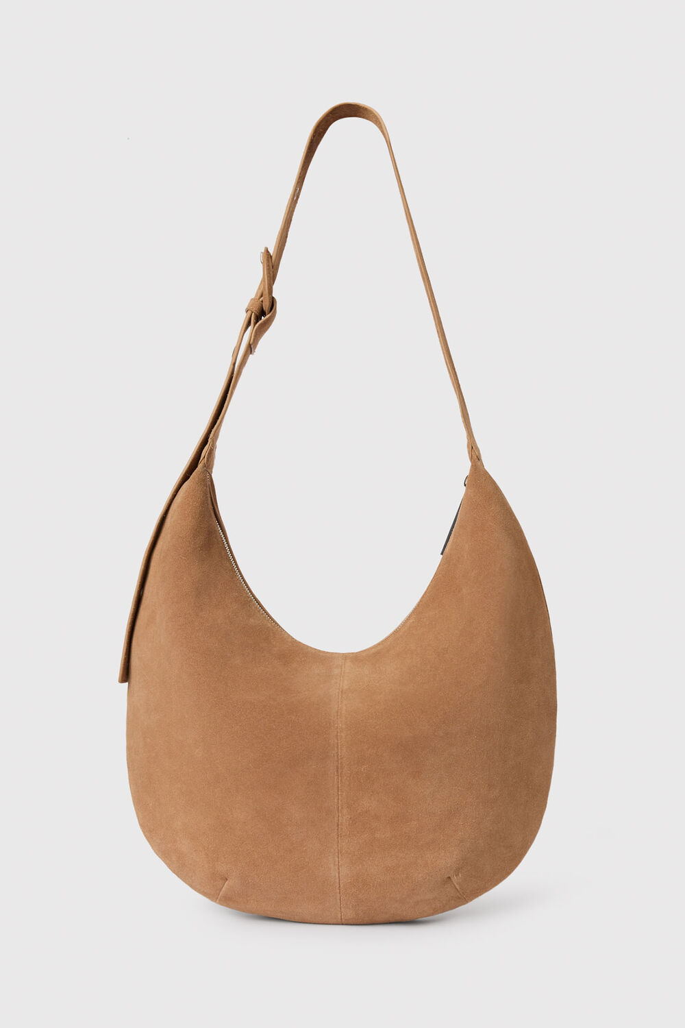 Taupe Large Sia Curved Suede Bag