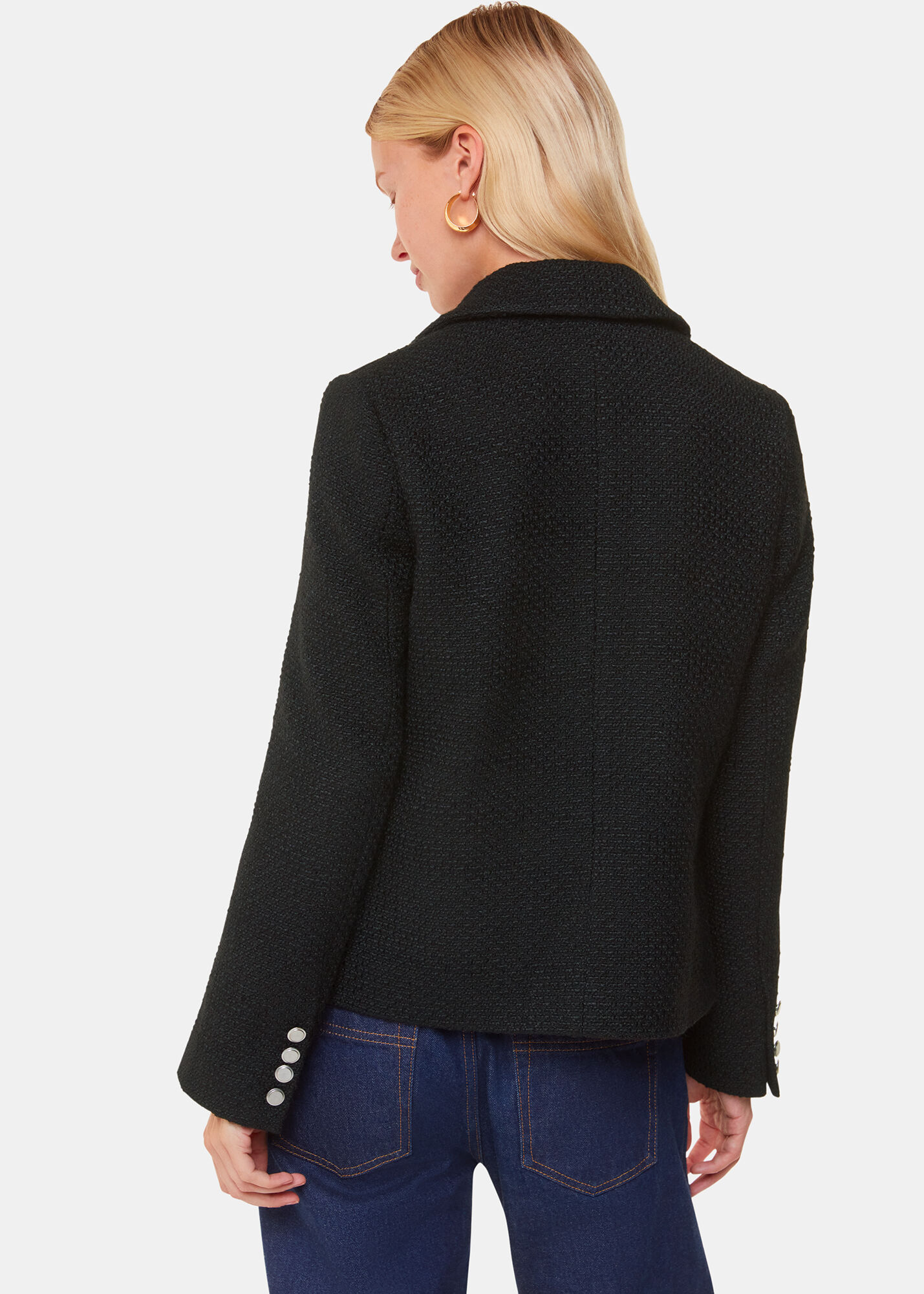 Women's Black Boucle Tailored Jacket | Whistles US |
