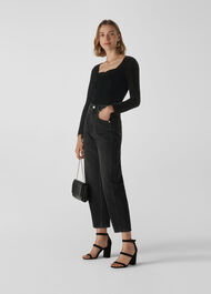 Sweetheart Front Velvet Top Black