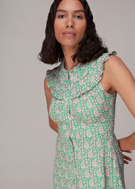Cut Out Leaf Print Midi Dress