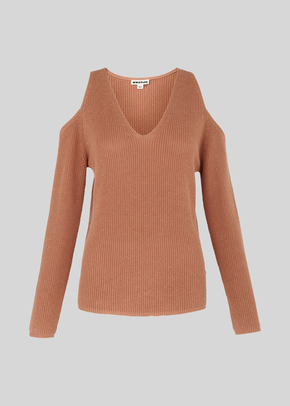 V Neck Cold Shoulder Sweater