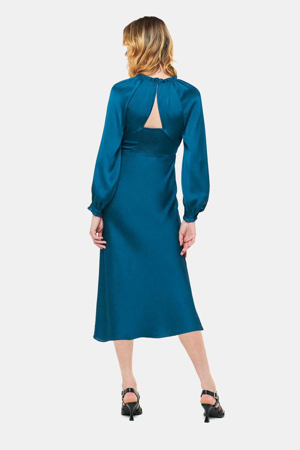 Teal Aurora Satin Midi Dress