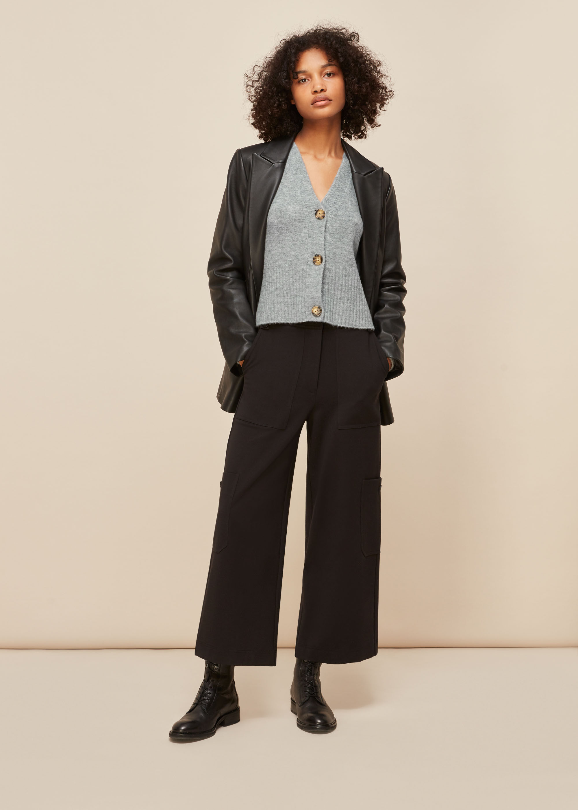 Women's Grey Full Sleeve Knitted Cardigan | Whistles US |
