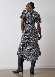 Mixed Spot V Neck Midi Dress