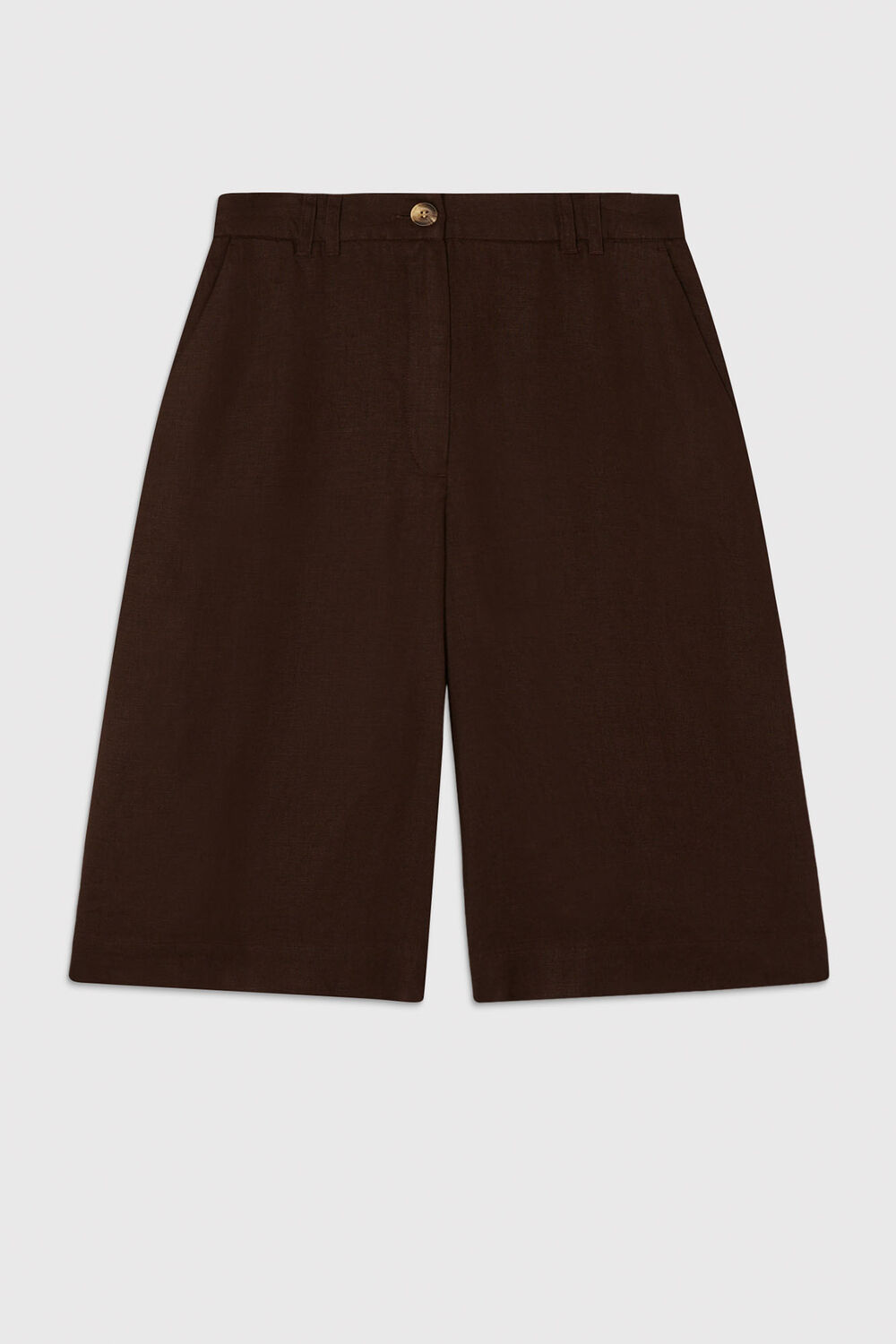 Brown Linen Bermuda Short