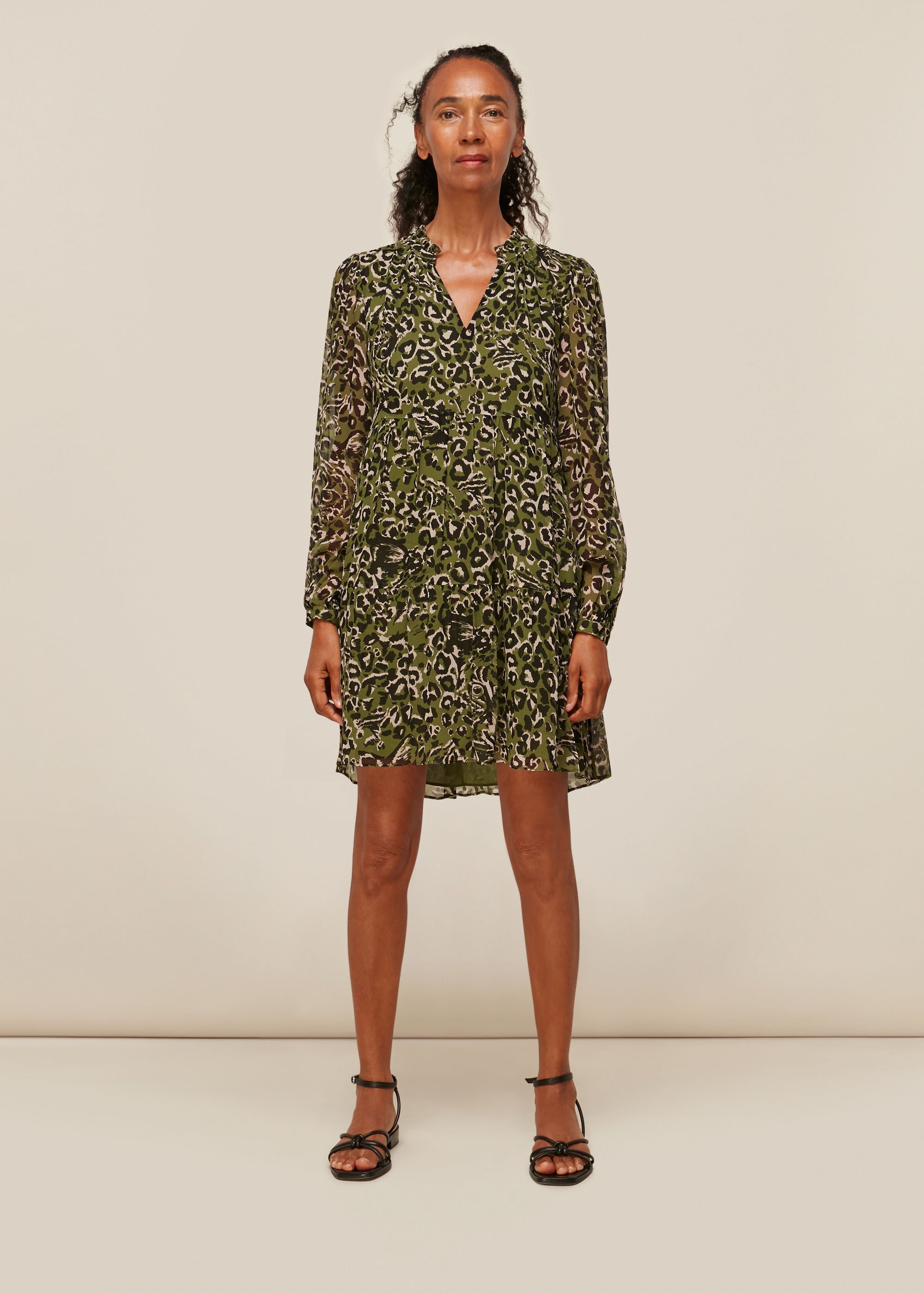 whistles jungle cat dress green