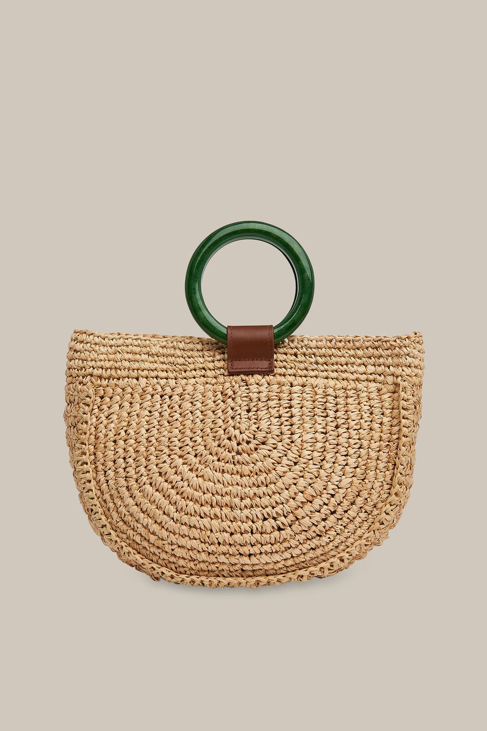Selby Straw Half Moon Bag Neutral