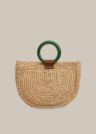 Selby Straw Half Moon Bag Neutral