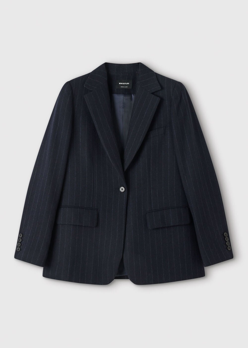 Pinstripe Wool Blend Blazer