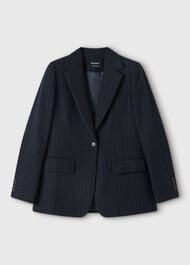 Pinstripe Wool Blend Blazer