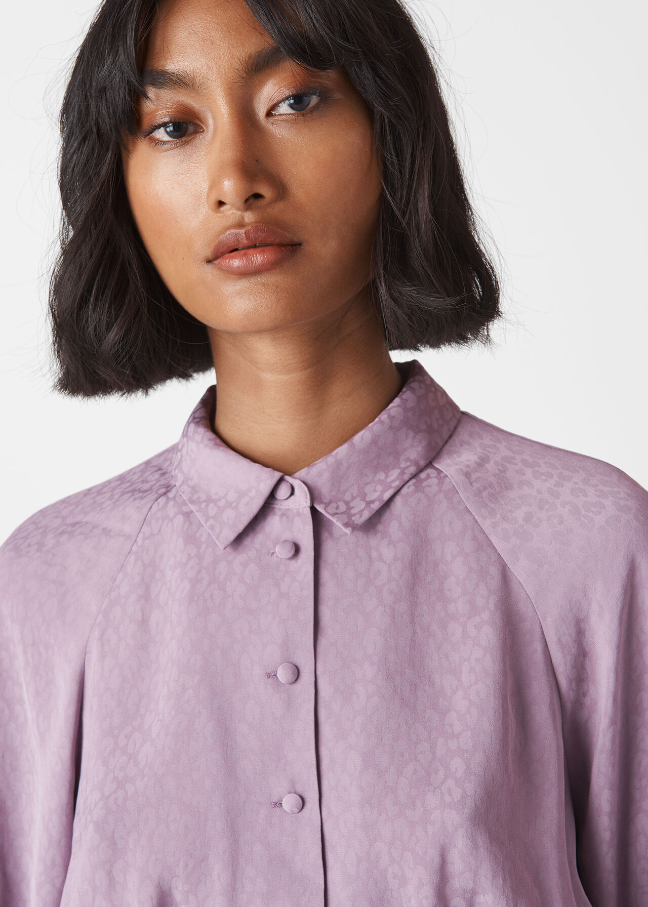 Claris Animal Jacquard Blouse Lilac