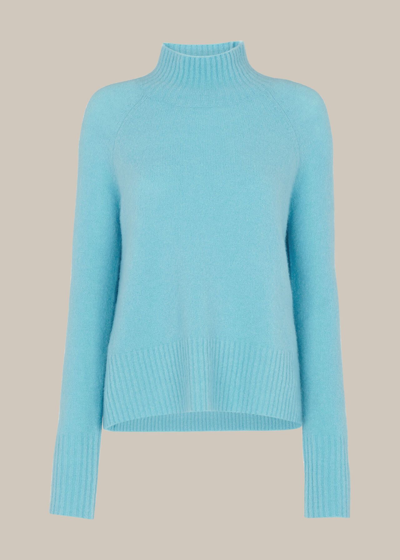 Pale Blue Funnel Neck Knit | WHISTLES | Whistles UK