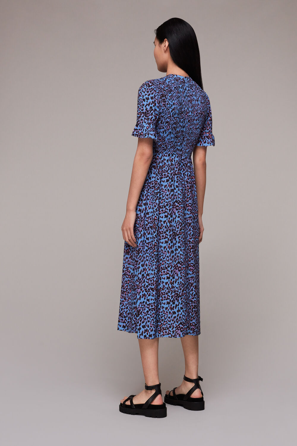 Animal Cheetah Shirred Dress
