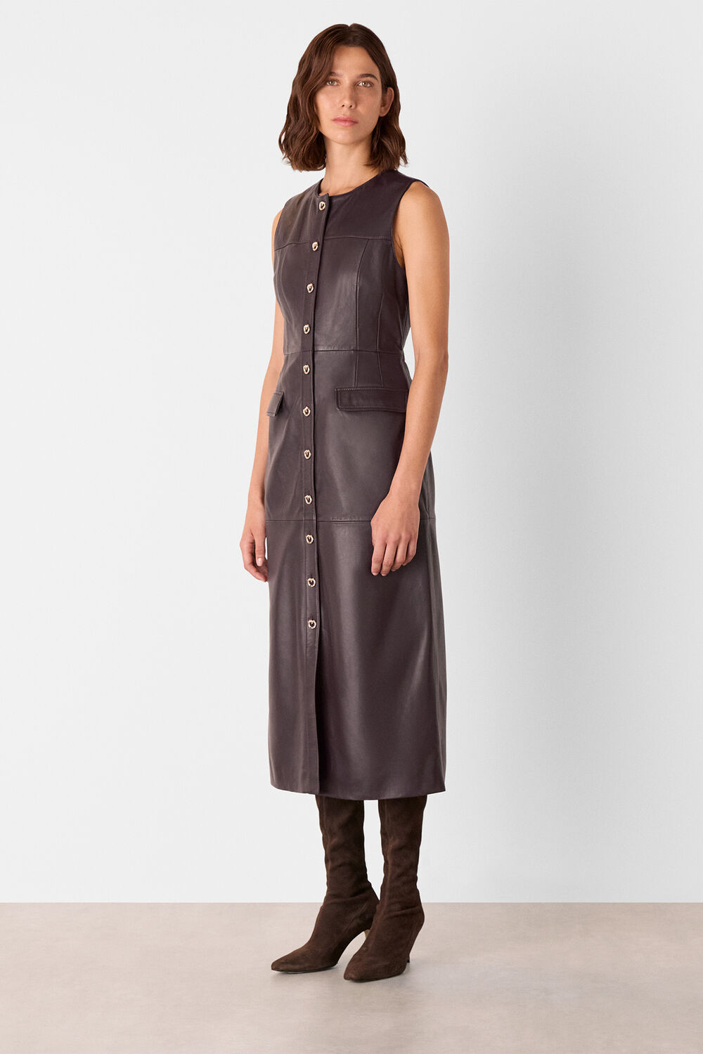 Chocolate Leather Shift Dress