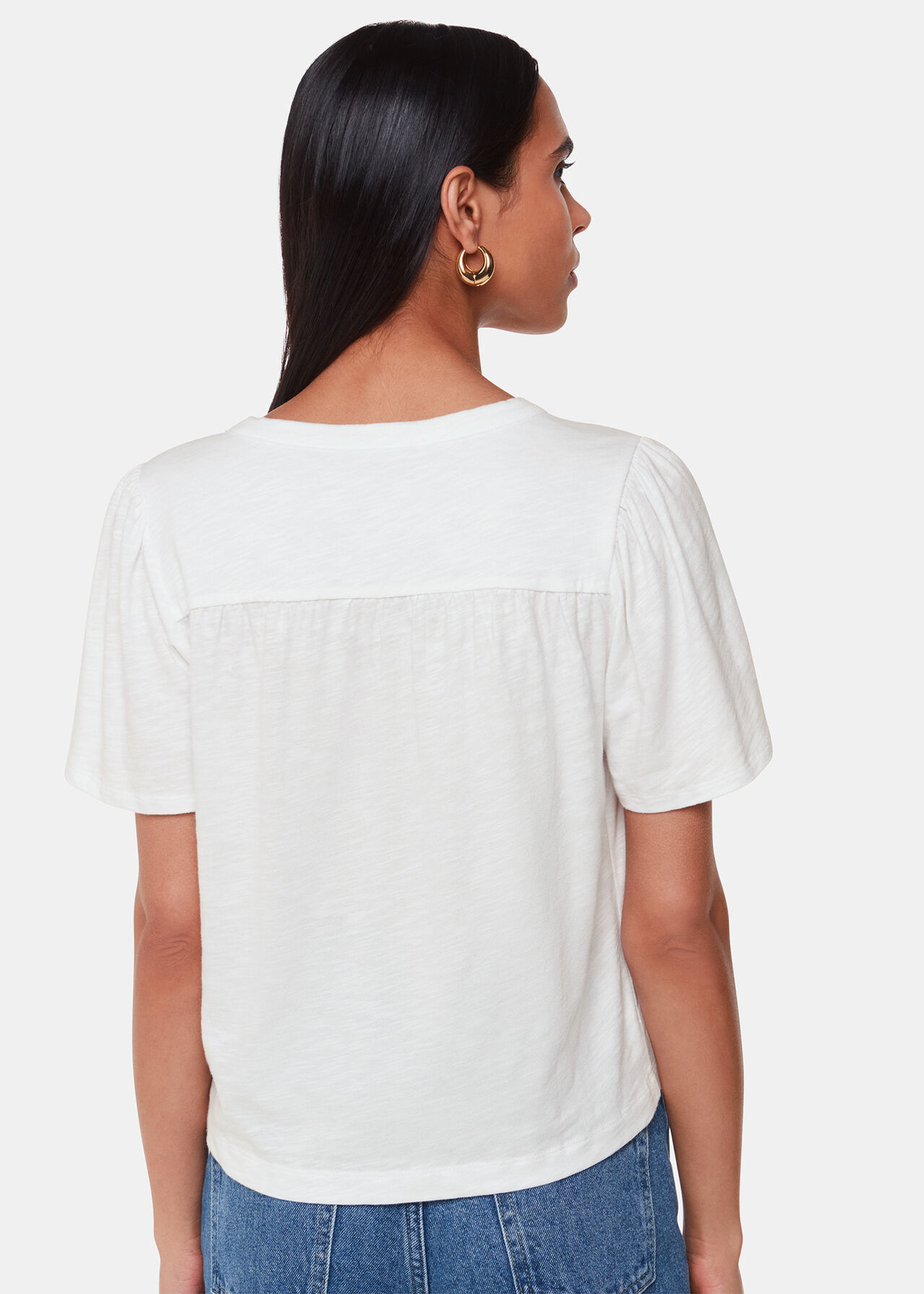 Maeve V Neck Button Front Tee