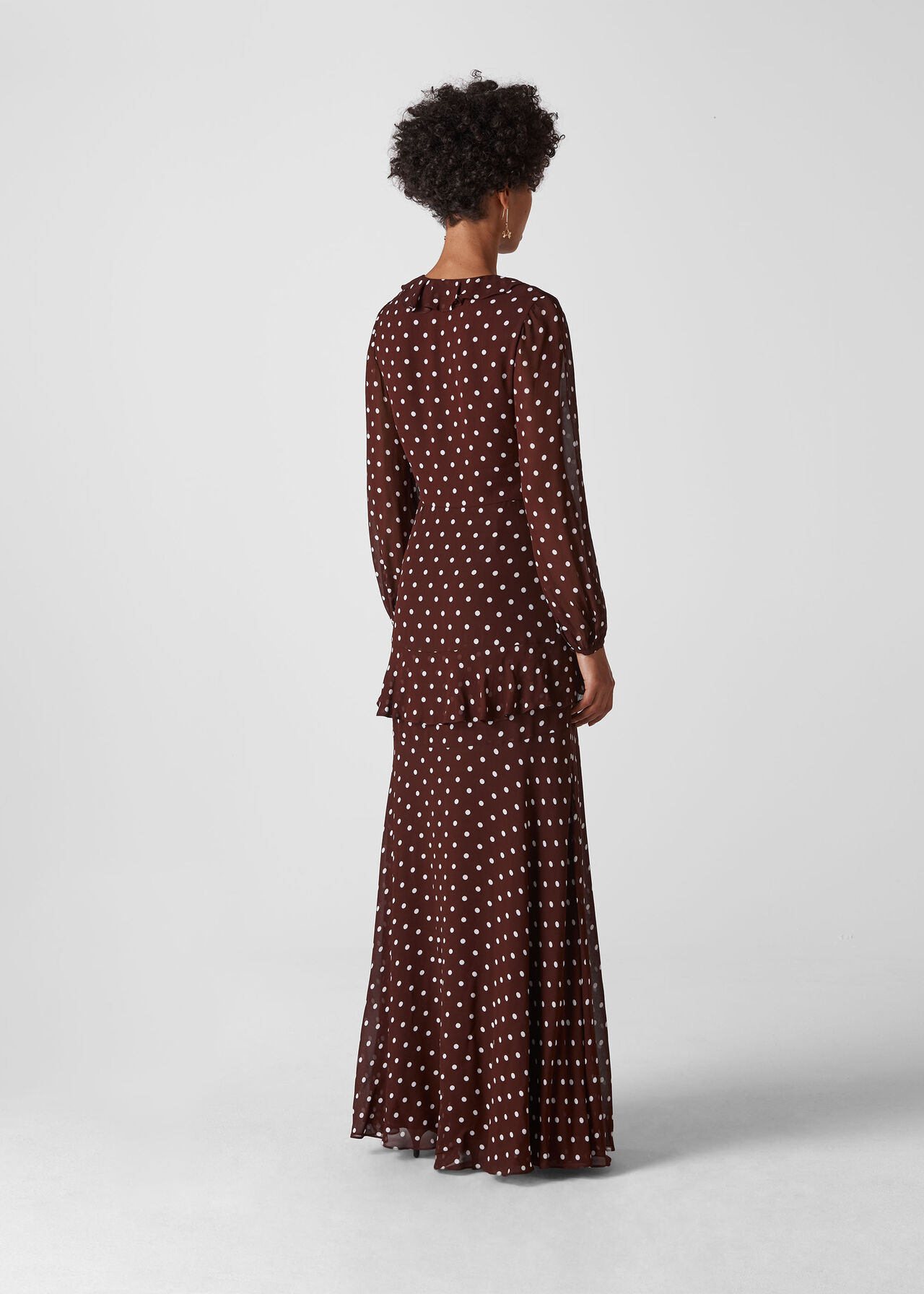 Desiree Spot Frill Maxi Dress