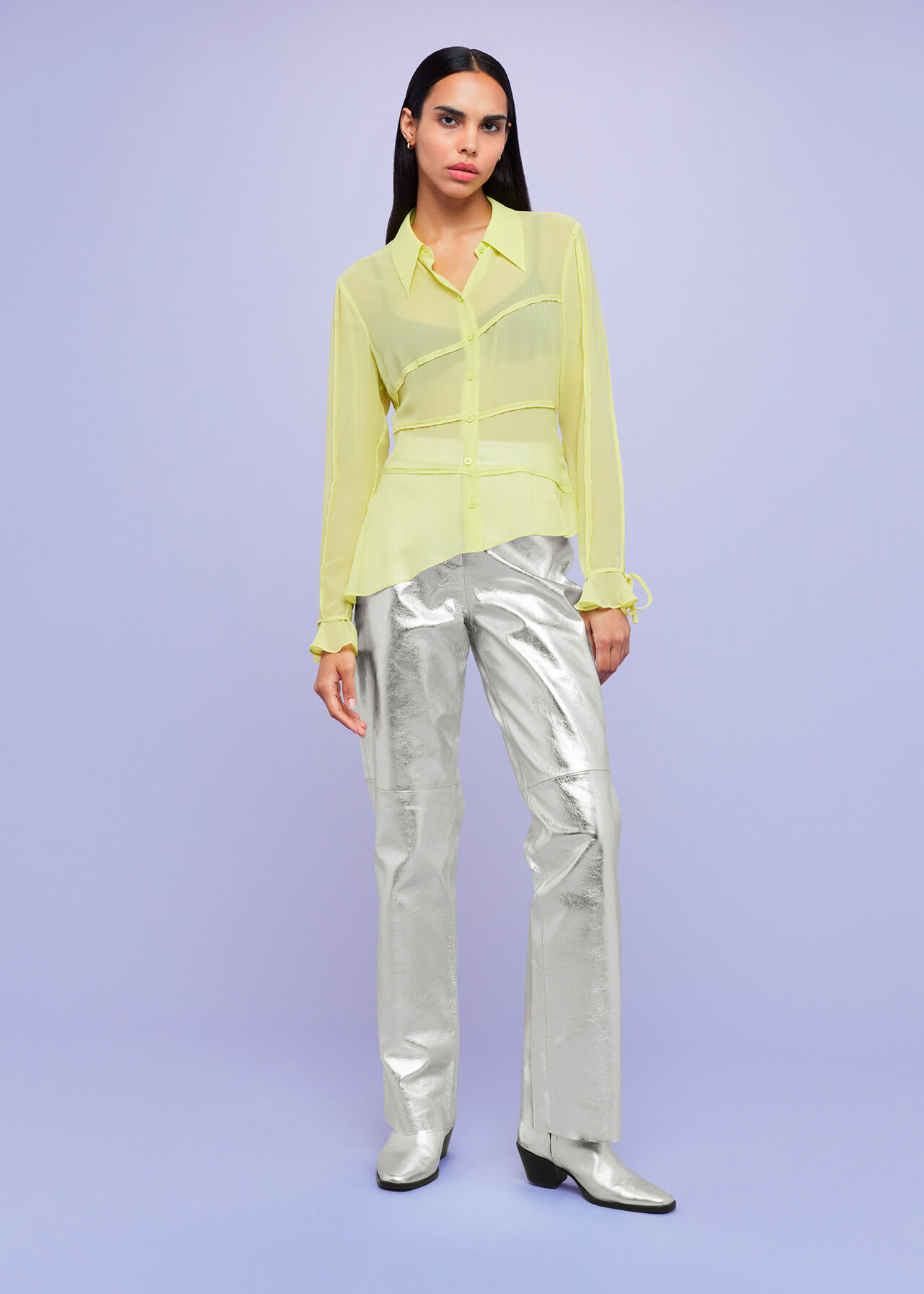 Fallon Seam Detail Silk Shirt