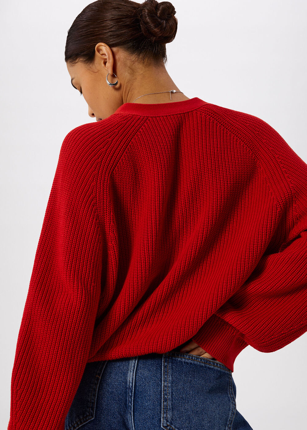 Petite V Neck Cotton Cardigan