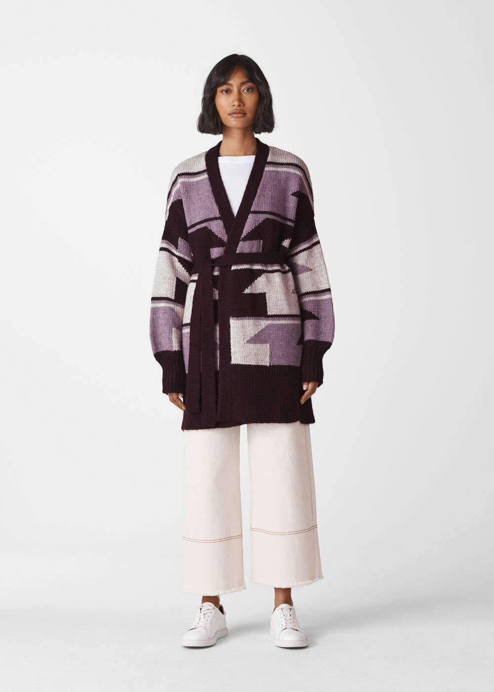 Intarsia Wrap Cardigan Multicolour