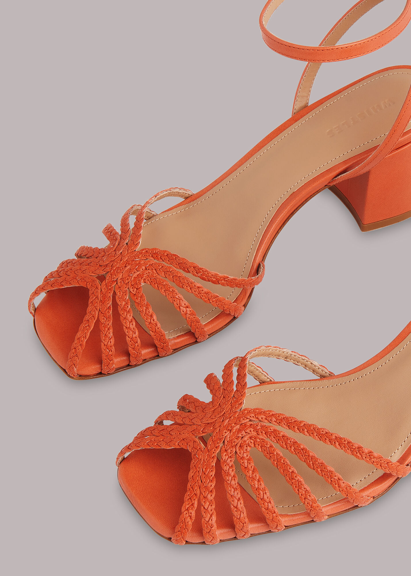 Orange Blakely Plaited Heel Sandal WHISTLES