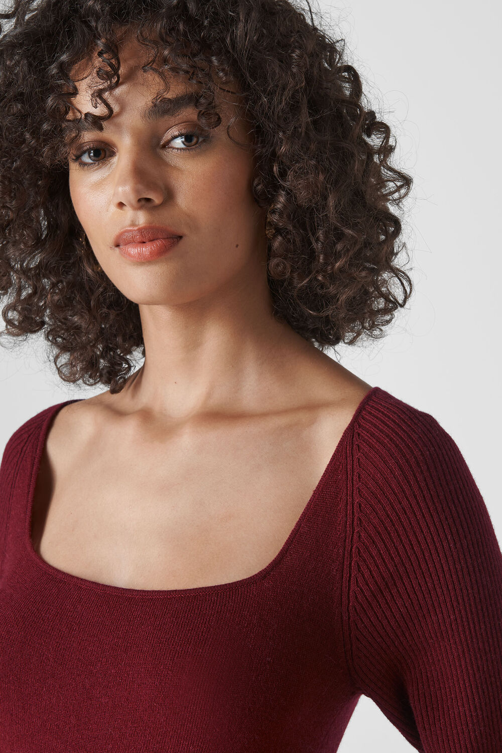 Square Neck Knit Burgundy