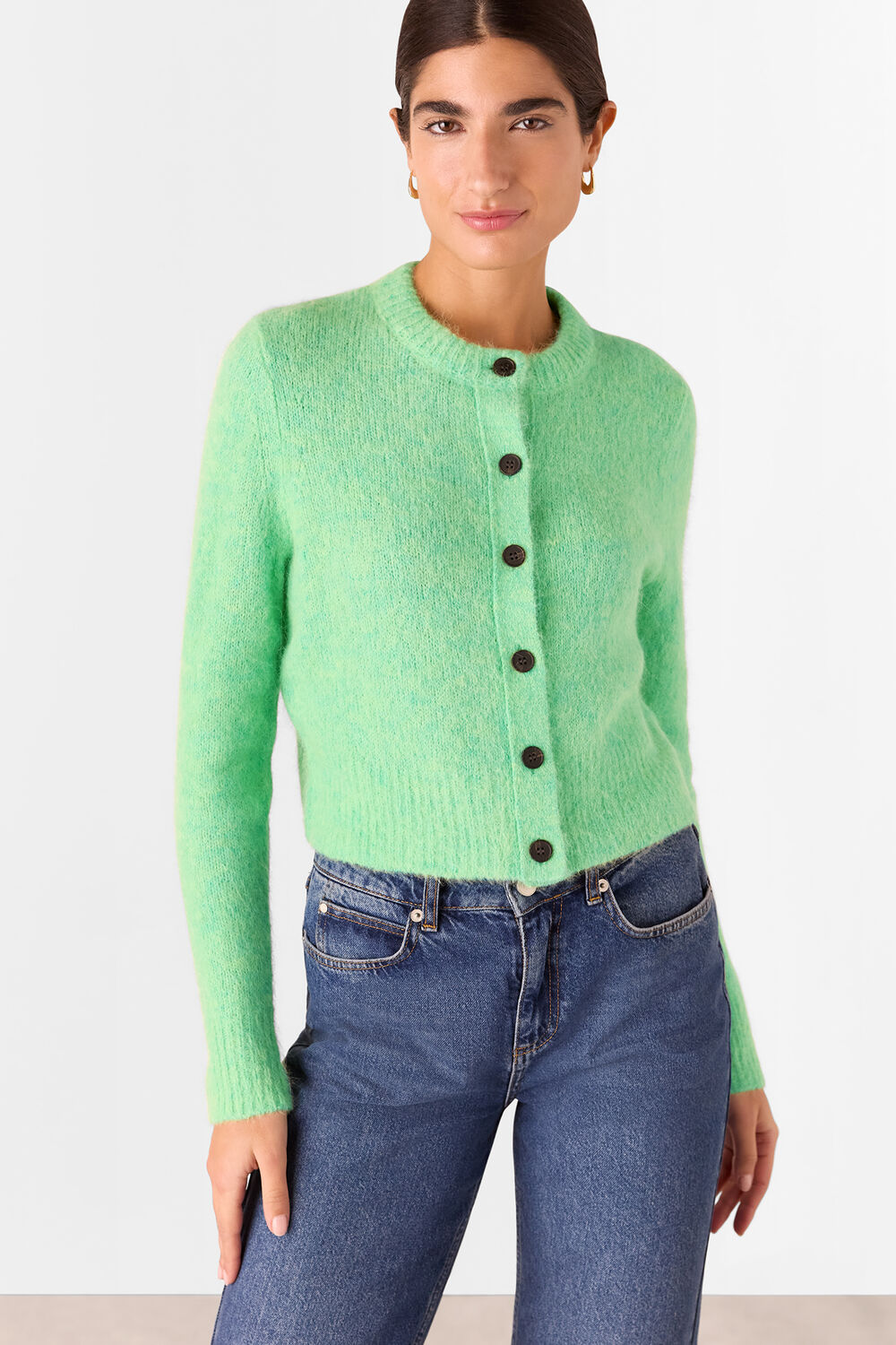 Alpaca Crew Neck Cardigan