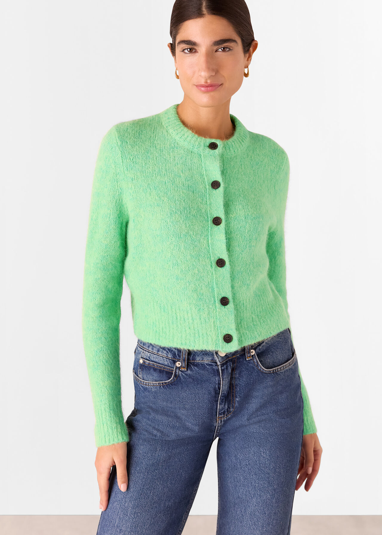 Alpaca Crew Neck Cardigan