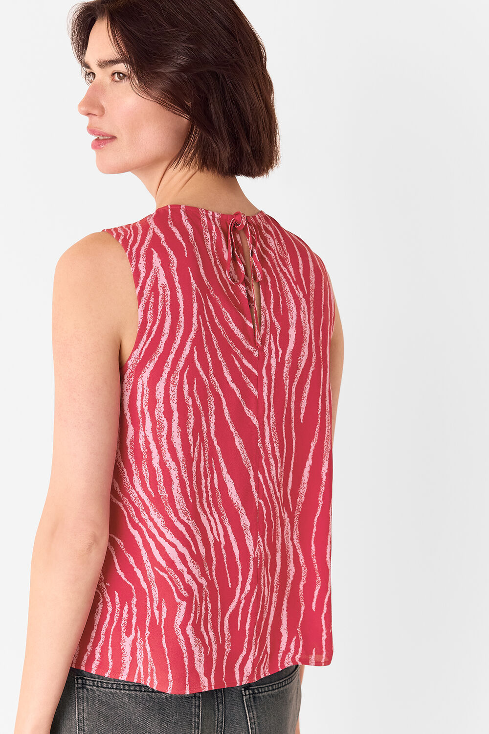 Zebra Layered Wrap Crepe Tank
