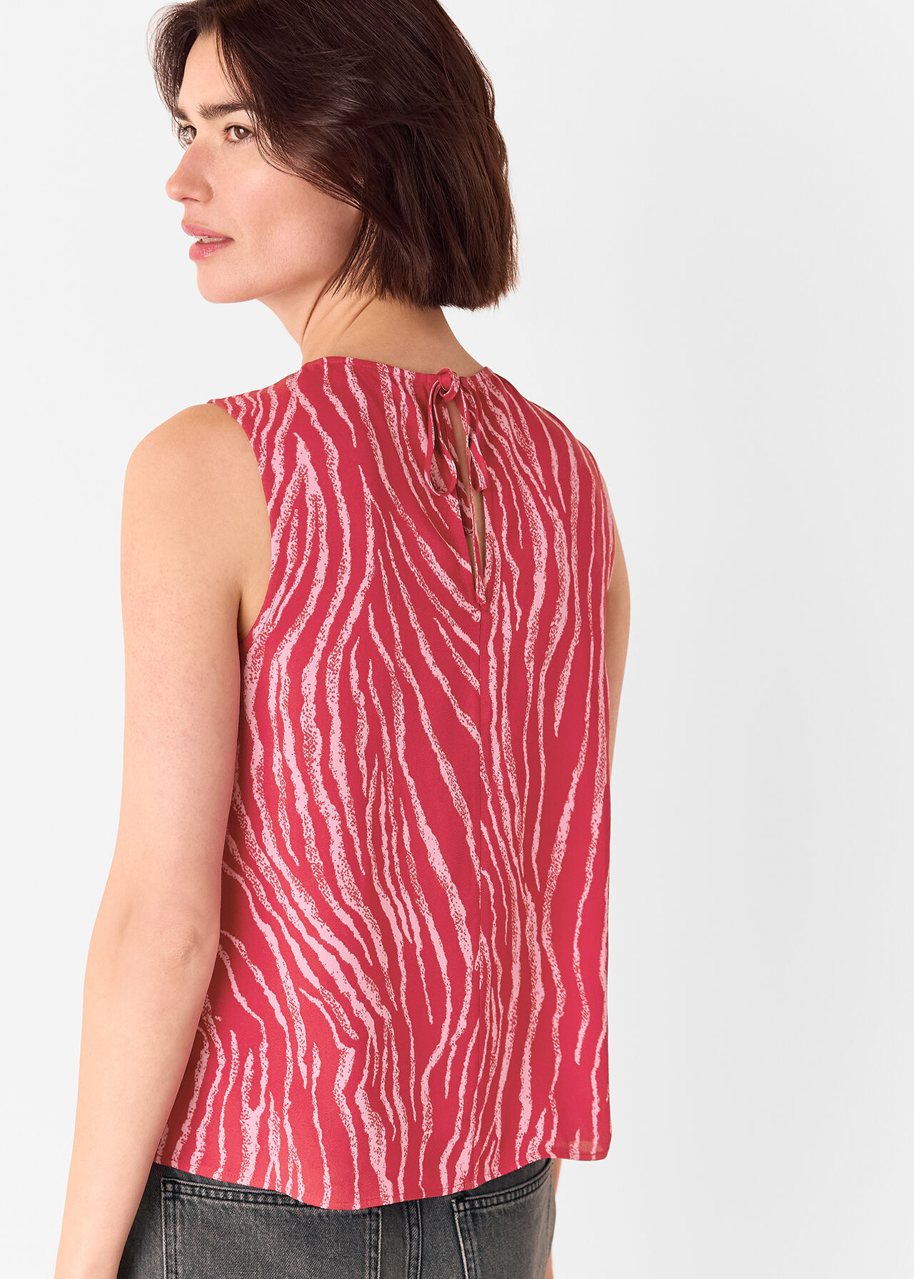 Zebra Layered Wrap Crepe Tank