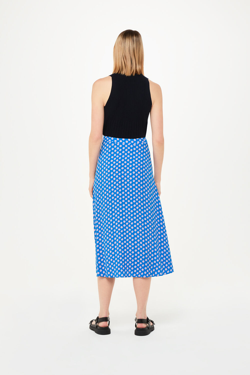 Blue Floral Sunburst Skirt