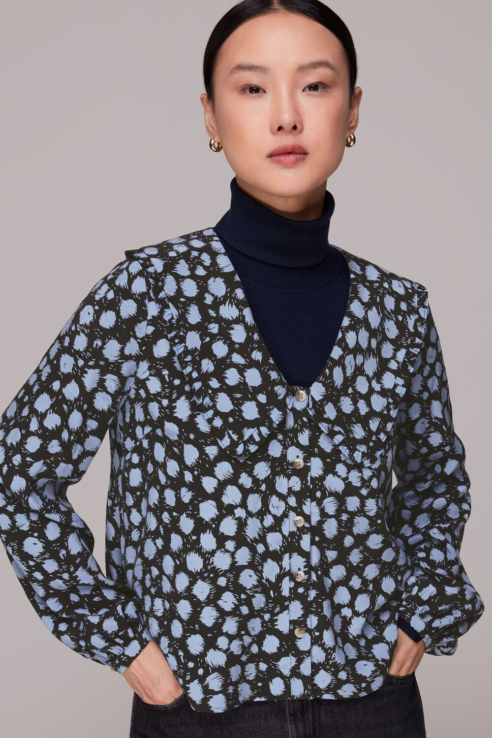 Dalmatian Print Collar Top