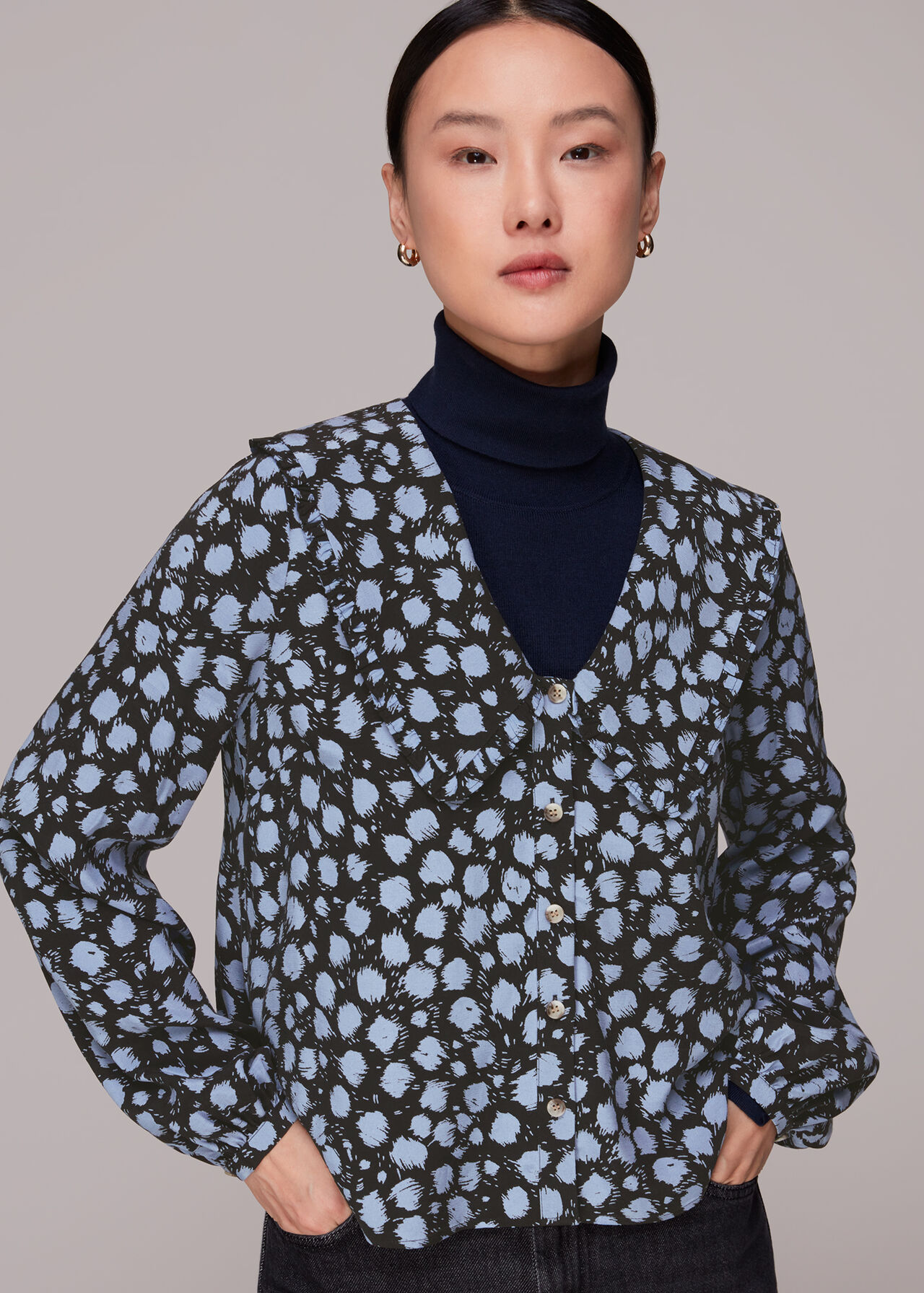 Dalmatian Print Collar Top