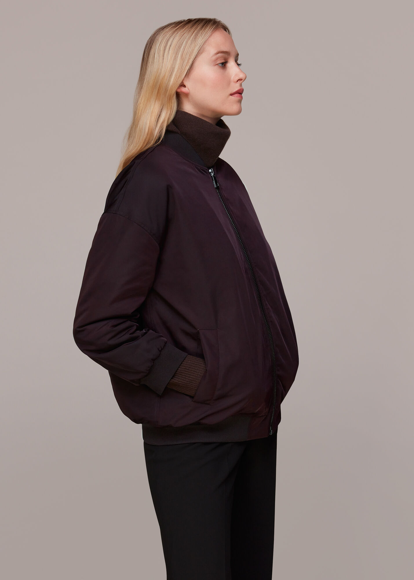 Aubergine Maria Bomber Jacket WHISTLES