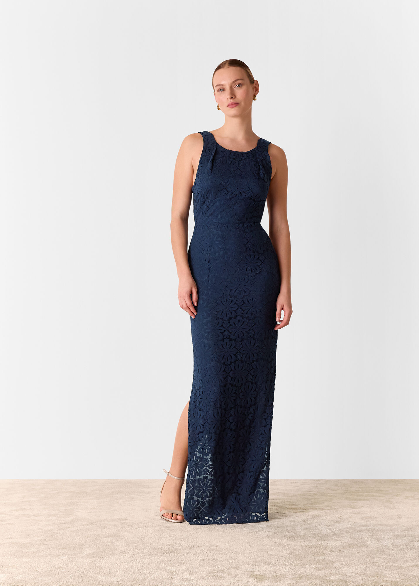 Fitted navy dress clearance