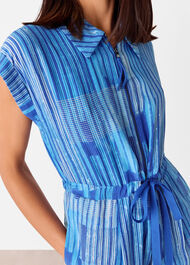 Stripe Print Zip Jumpsuit