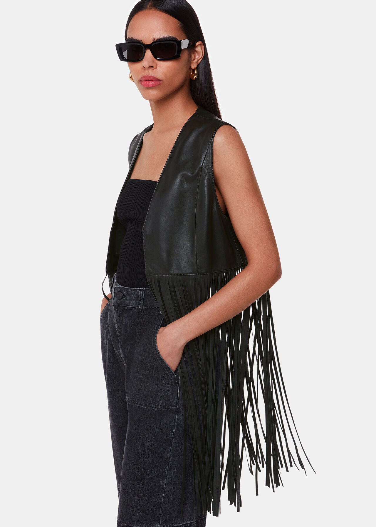 Rei Leather Fringed Waistcoat