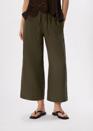 Elasticated Linen Crop Trouser
