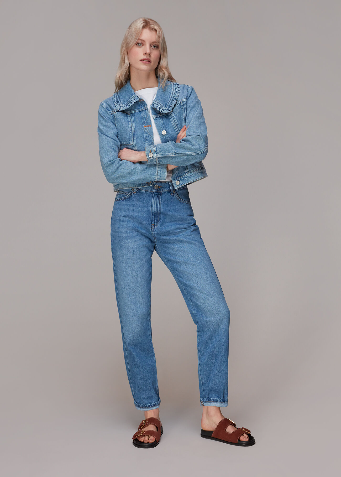 Denim Collar Detail Denim Jacket WHISTLES