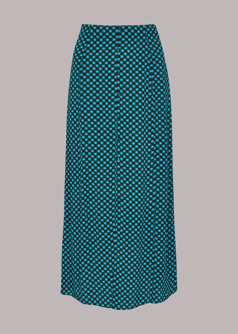 Star Check Button Front Skirt