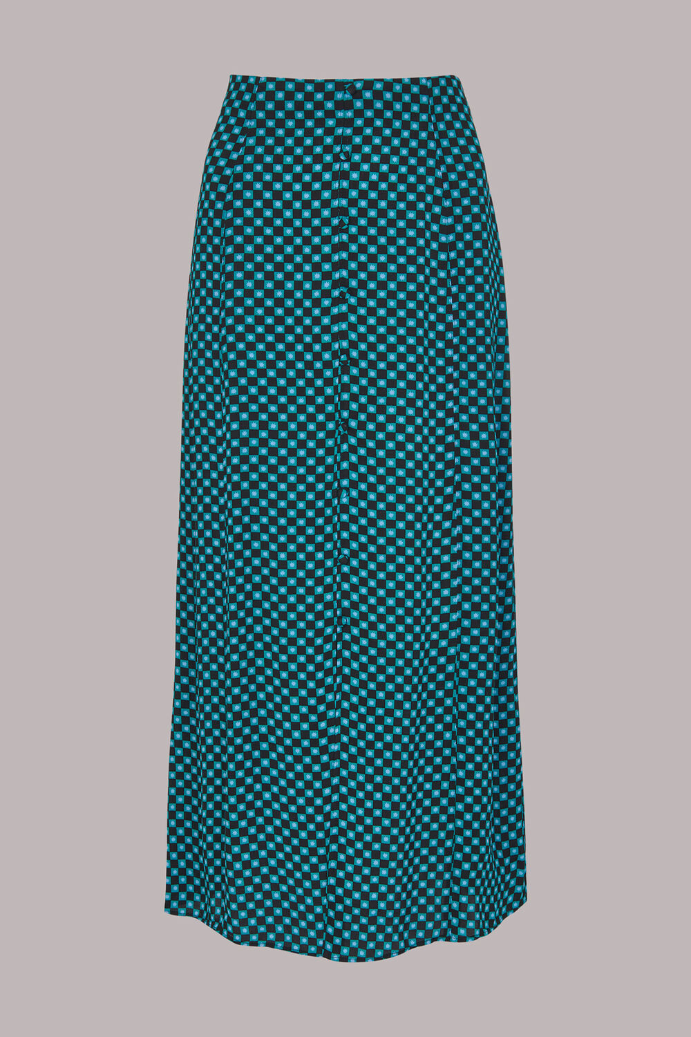 Star Check Button Front Skirt
