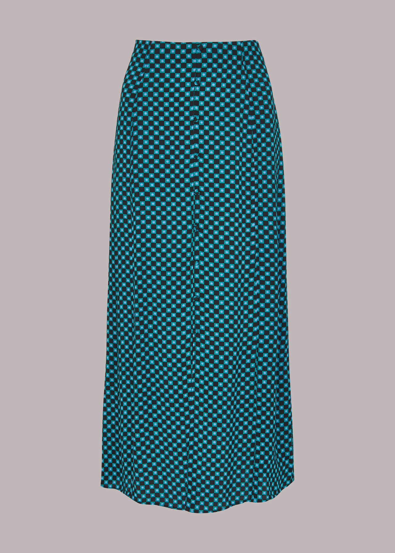 Star Check Button Front Skirt