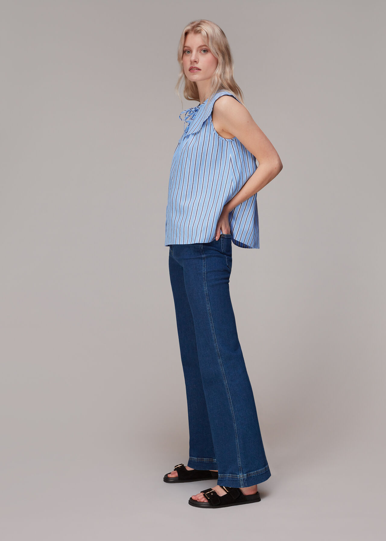 Maggie Stripe Collar Top