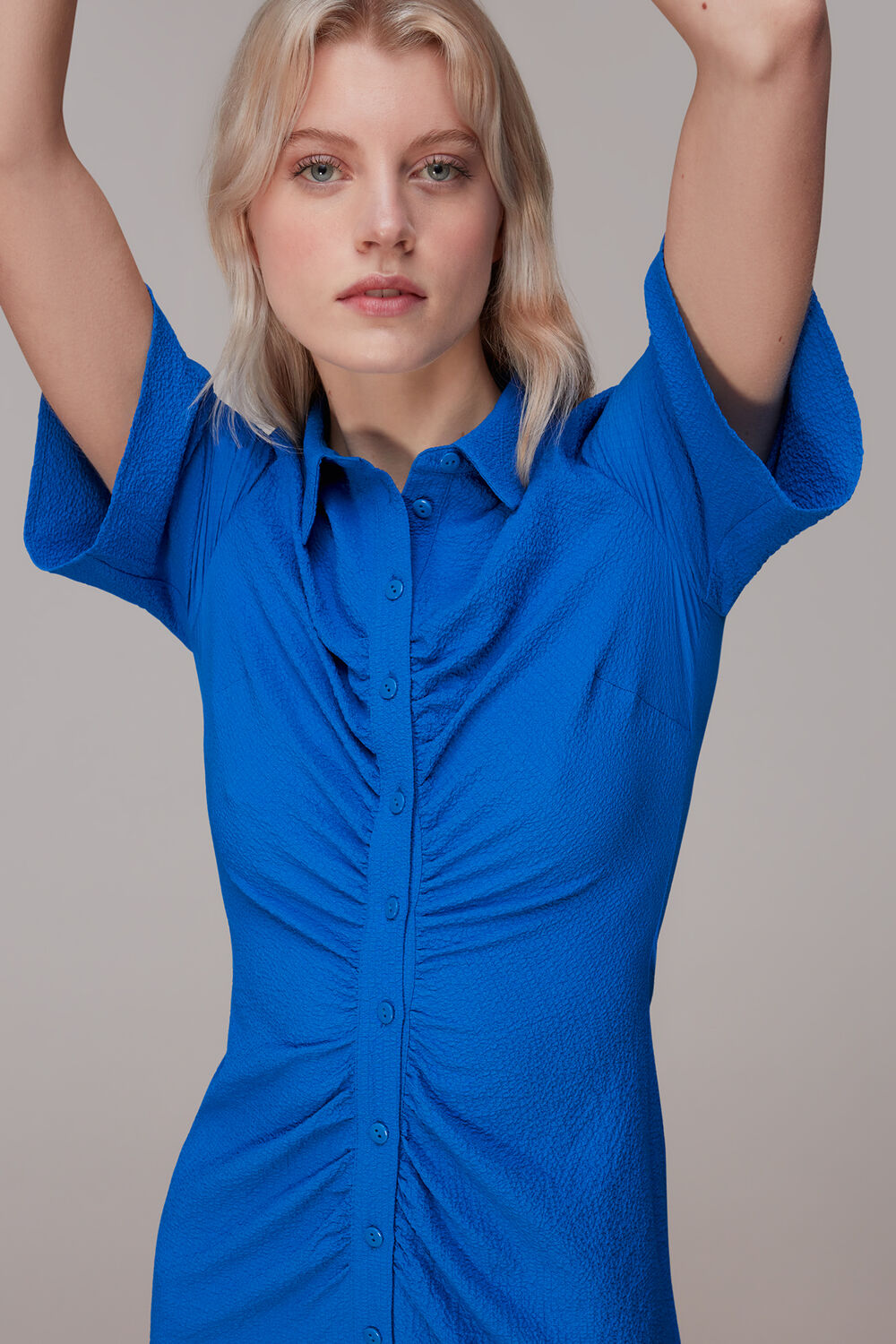 Textured Gathered Detail Dress