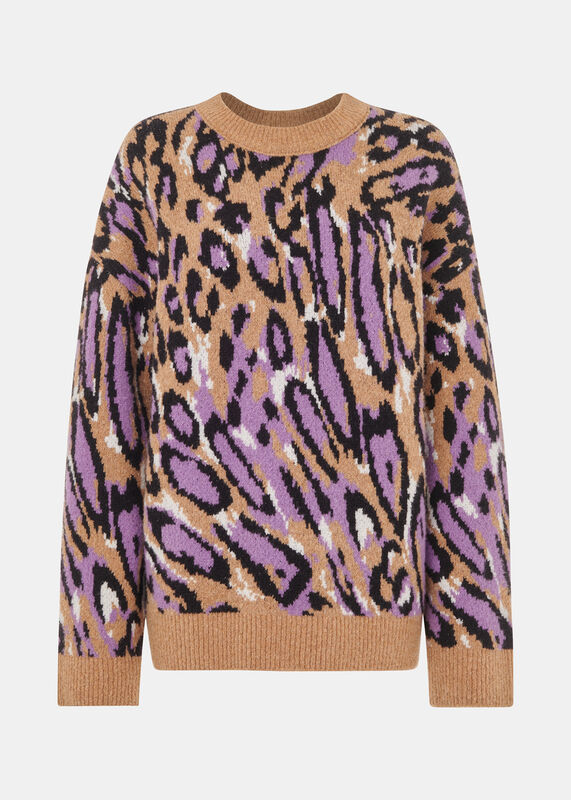 Waving Leopard Jacquard Knit