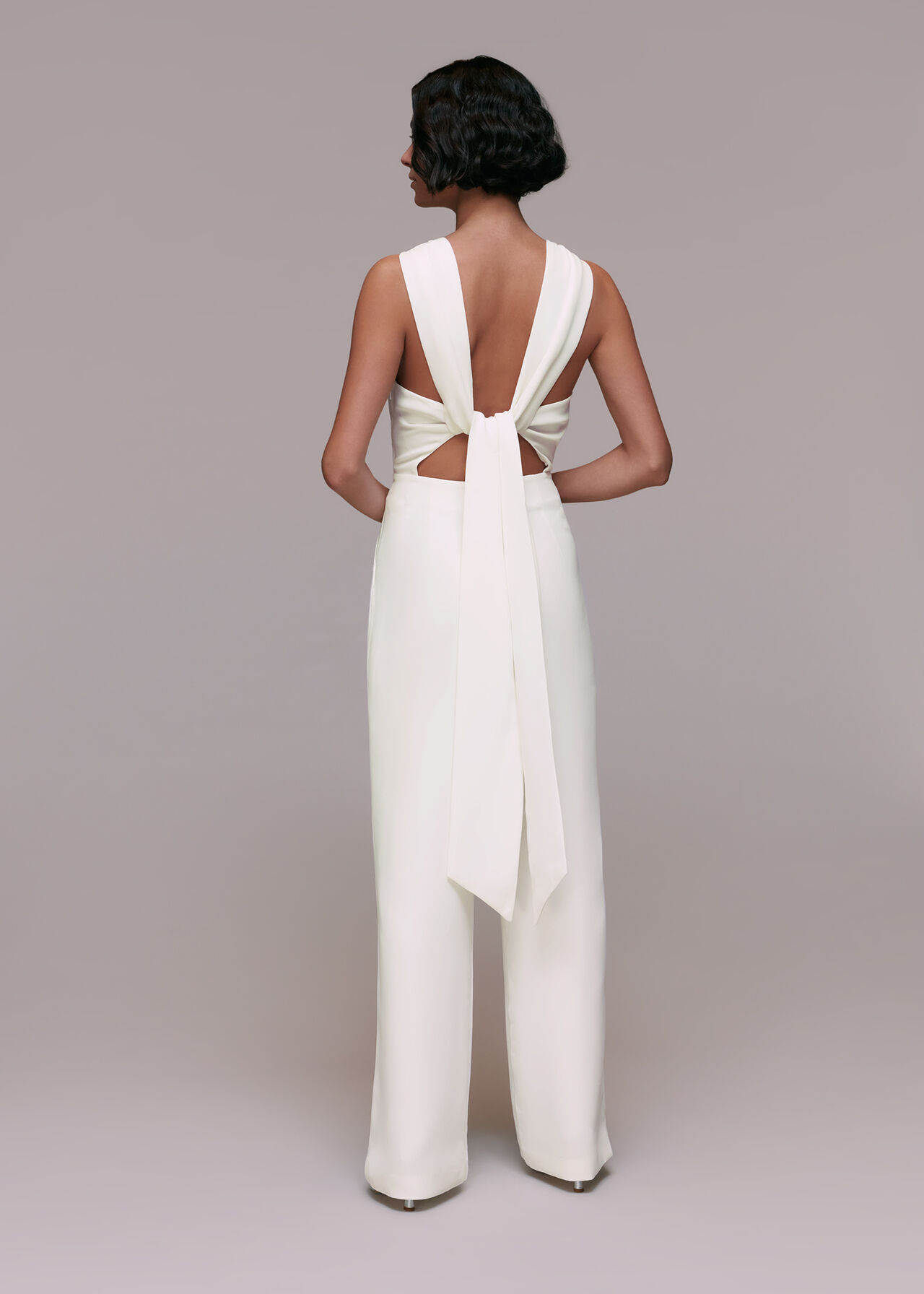Ivory Tie Back Bridal Jumpsuit WHISTLES