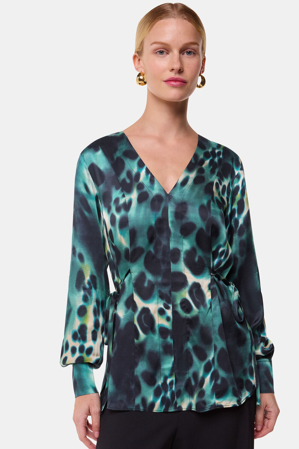 Misty Leopard V Neck Blouse