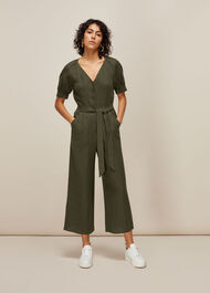 Nora Linen Jumpsuit Khaki