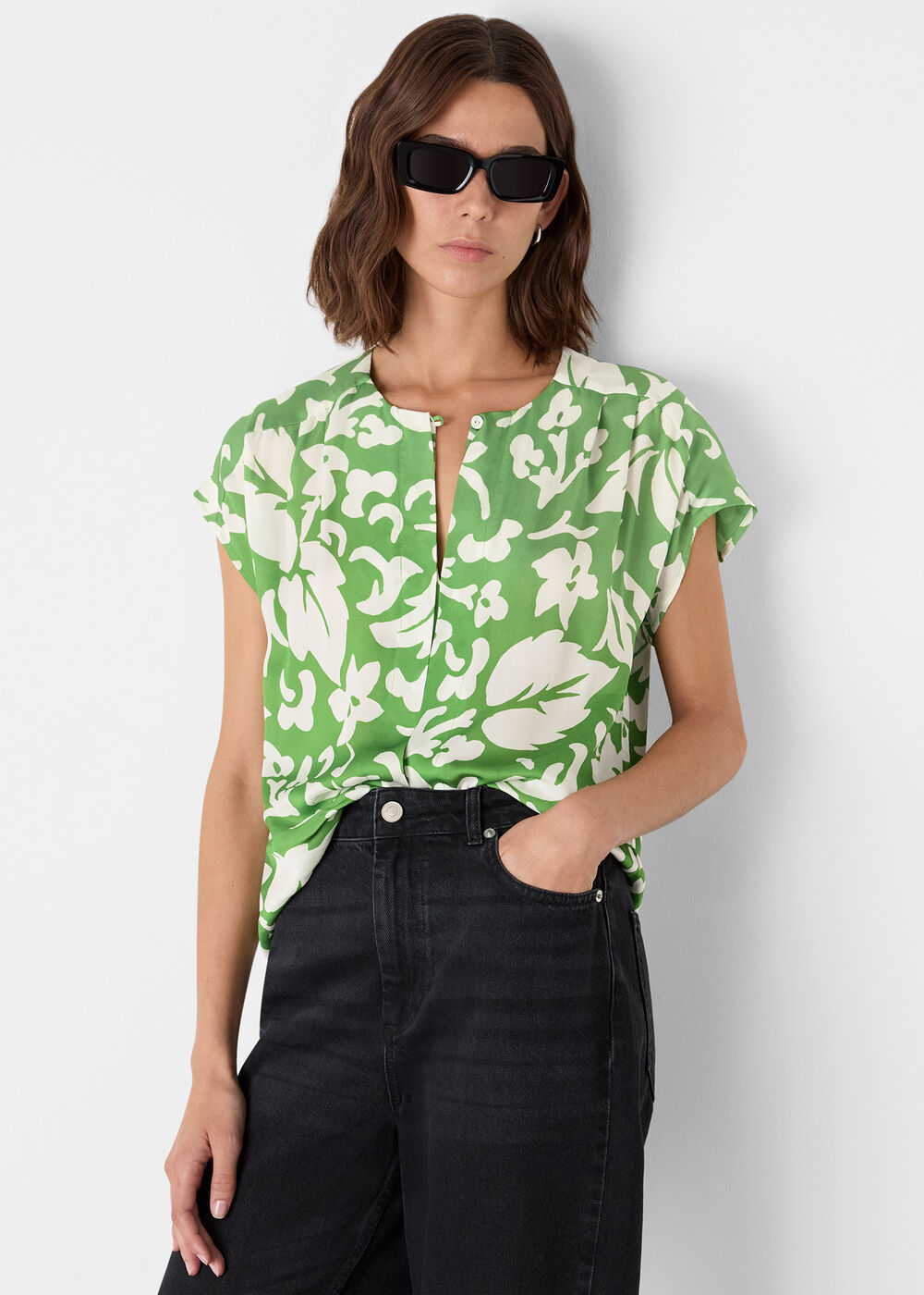 Floral Keyhole Blouse