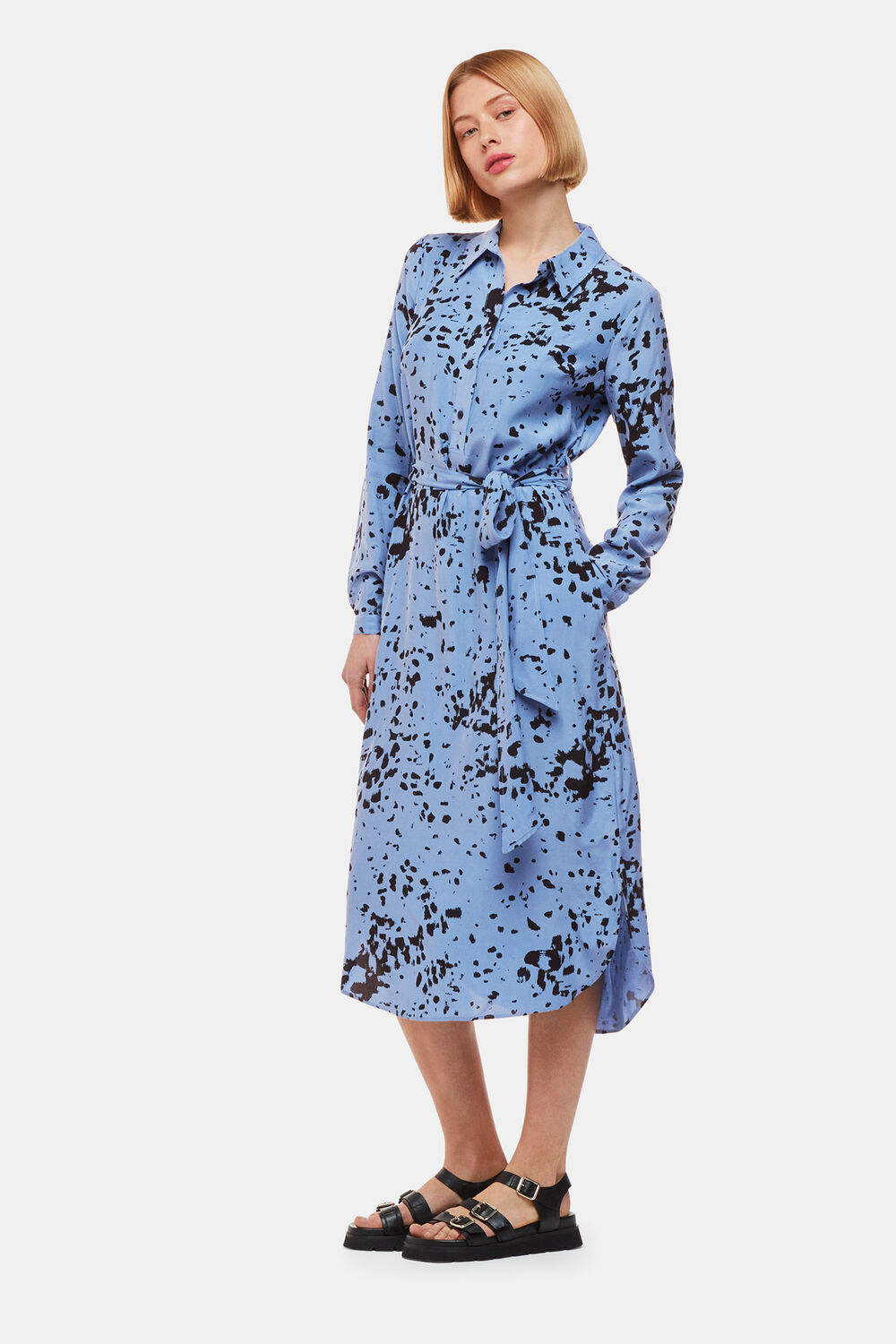 Blue Smudged Spot Print Imie Dress